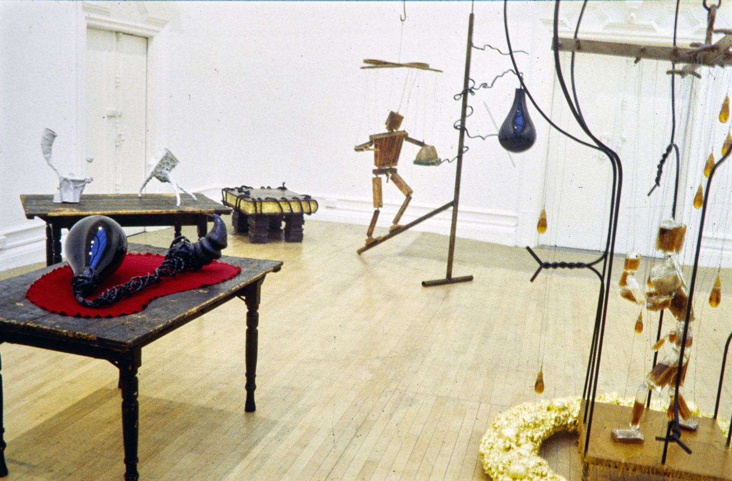 Installation view of Bill Woodrow&#8217;s 2001 exhibition The Beekeeper.
