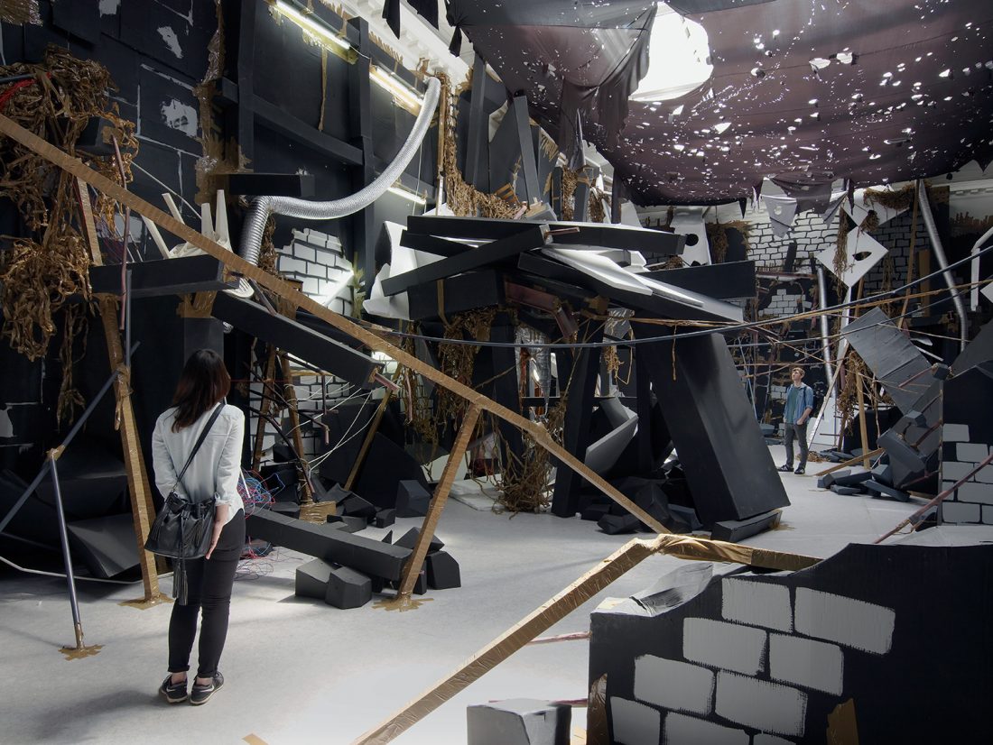 <p>Installation view of Thomas Hirschhorn’s<em> In-Between</em>, 2015. Courtesy Thomas Hirschhorn. Photo: Andy Keate.</p>