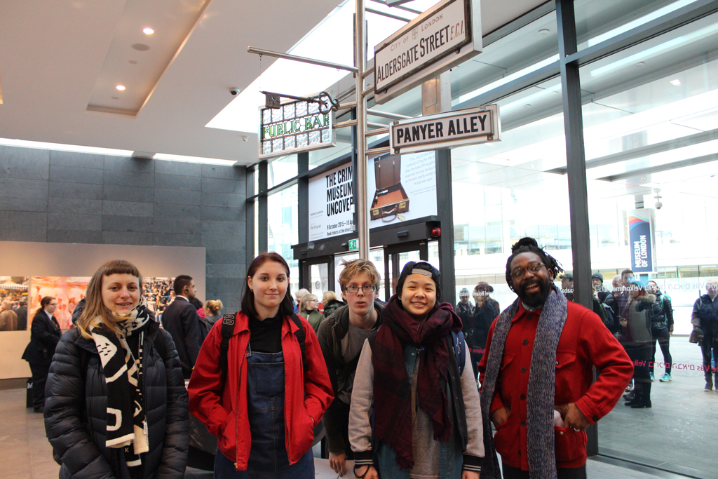 Art Assassins on a group visit to the Museum of London, February 2016.