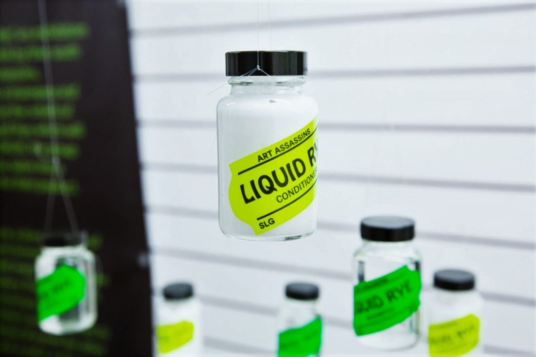 <p>Art Assassins’ hair products exhibited at DKUK, Peckham, June 216.</p>