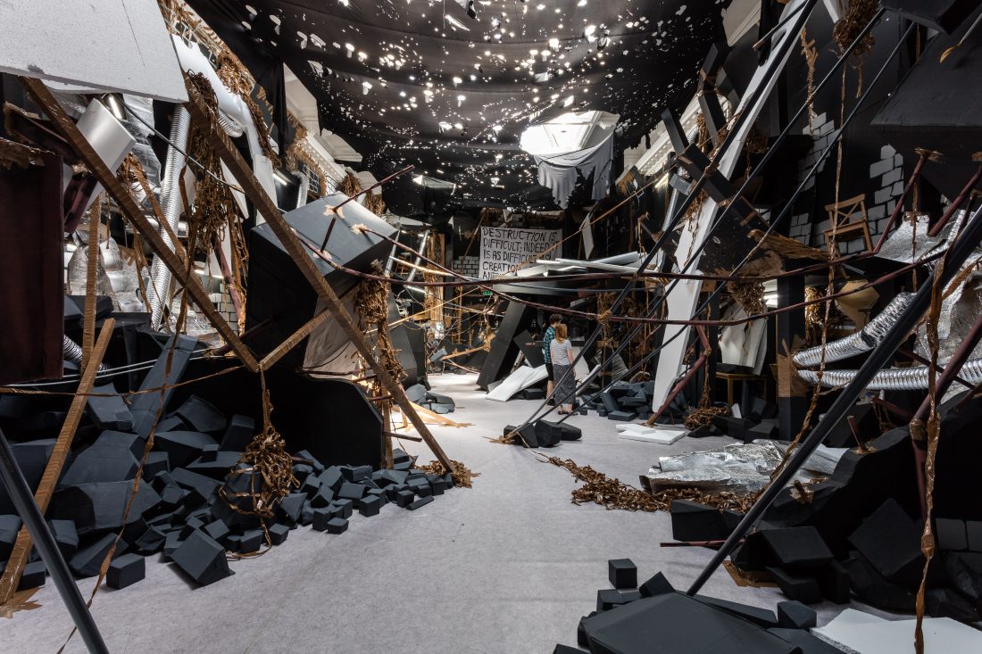 Installation view of Thomas Hirschhorn's 2015 exhibition 'In-Between' which took place in the main galleries. Photo: Mark Blower