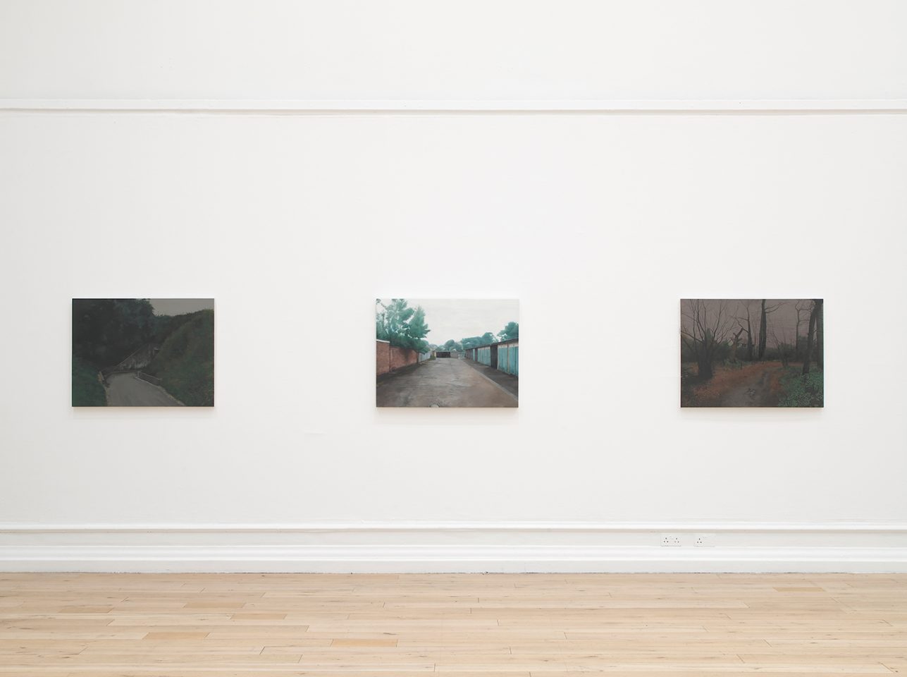 Installation view of George Shaw&#8217;s paintings in his 2011 exhibition The Sly and Unseen Day in the Main Galleries. Photo: Andy Keate
