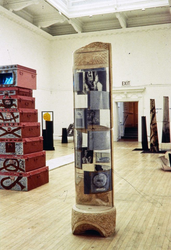 Installation view of 1994 exhibition Distant Voices: Contemporary Art from the Czech Republic featuring artists Milena Dopitova, Petr Nikl, Vaclaw Stratil, Ivan Kafka.
