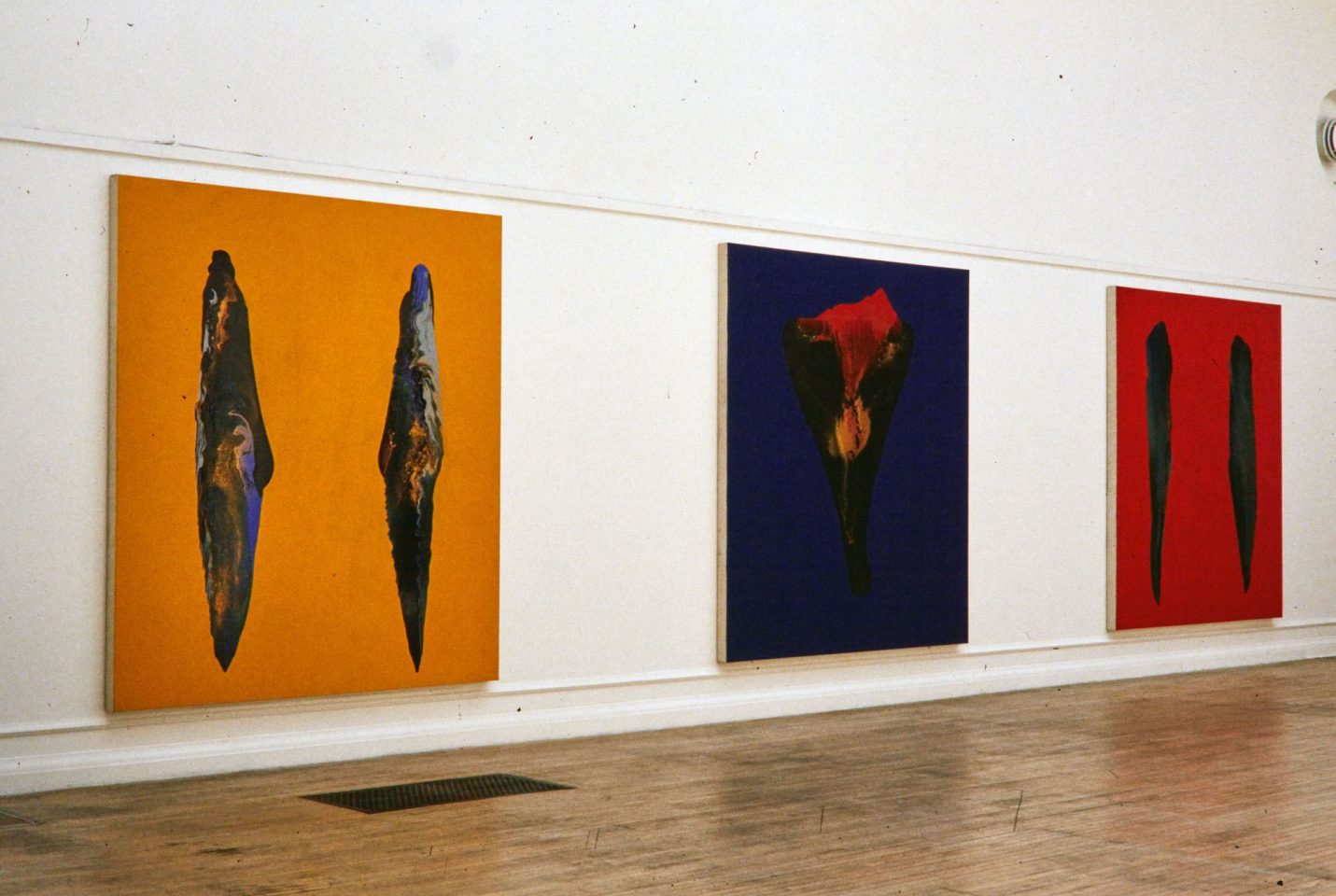 Installation view from Nicholas May&#8217;s 1994 exhibition of Recent Paintings.
