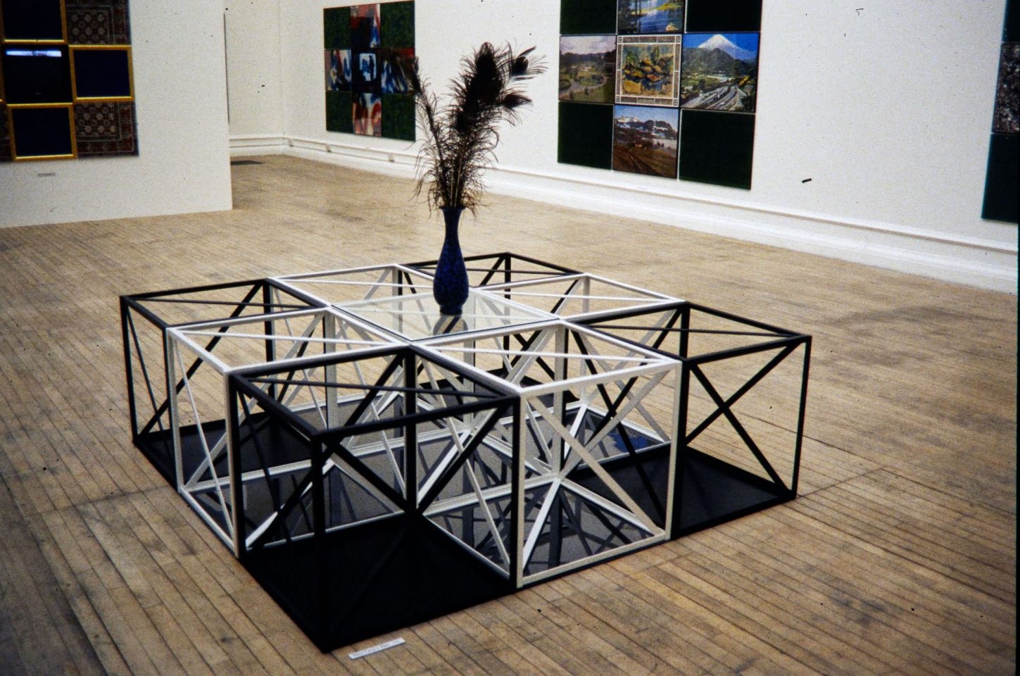 Installation view of Rasheed Araeen&#8217;s 1994 exhibition.
