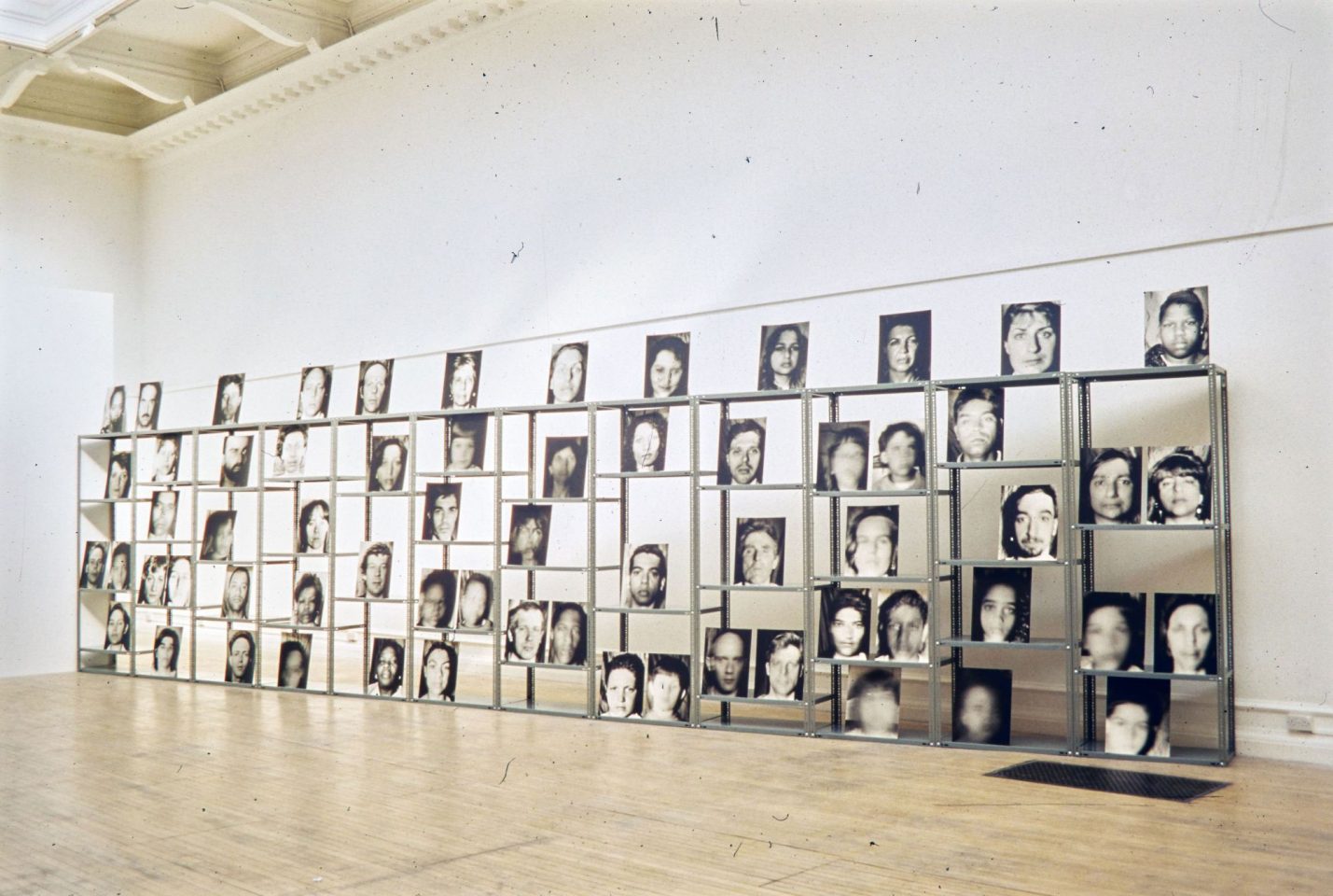 Installation view of Zarina Bhimki&#8217;s 1995 exhibition 1822-Now.
