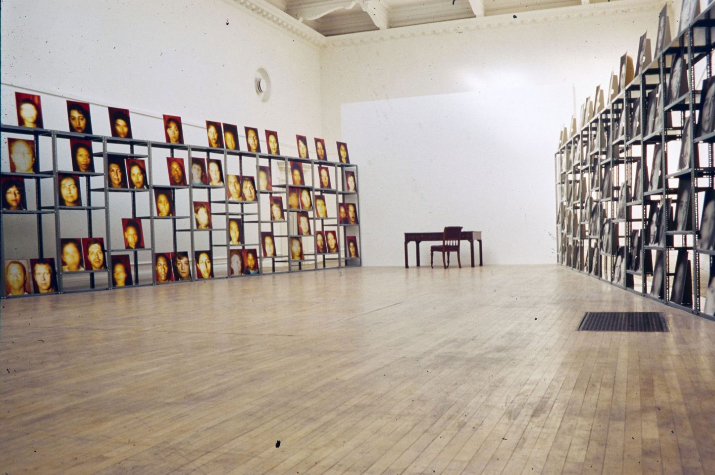 Installation view of Zarina Bhimki&#8217;s 1995 exhibition 1822-Now.
