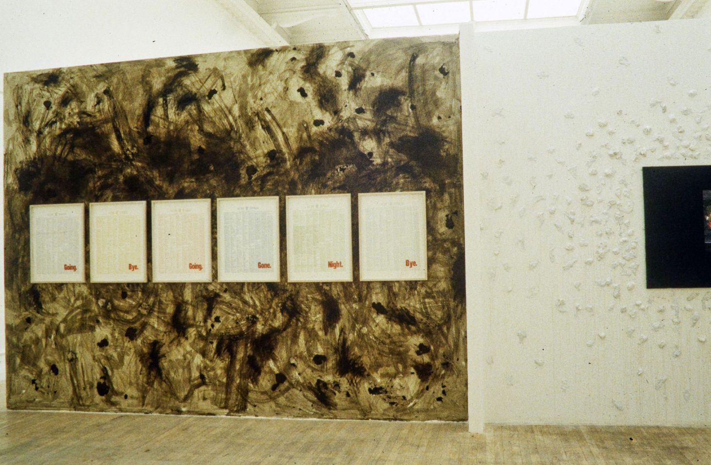 Installation view from Stuart Brisley&#8217;s 1996 exhibition Black.
