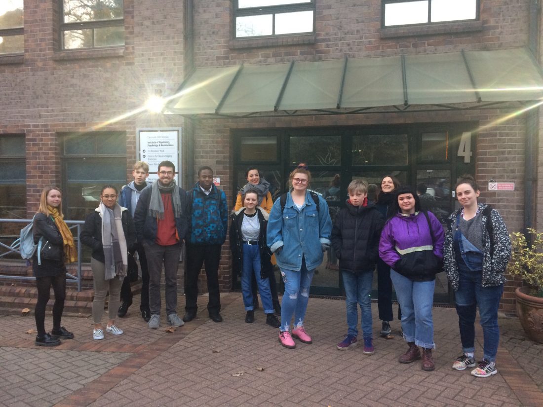 <p>Art Assassins and Ilona Sagar outside MRC London Neurodegenerative Diseases Brain Bank, Denmark Hill.</p>