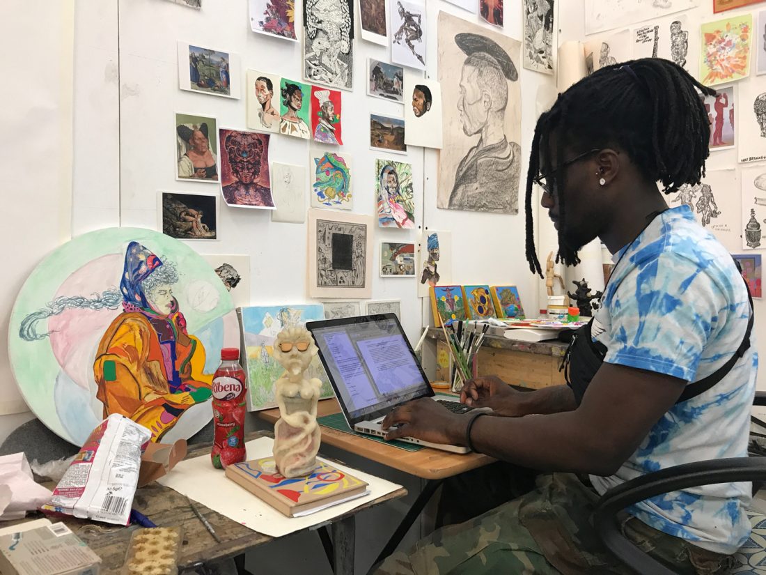 <p>Richard Ayodeji Ikhide in his studio</p>
