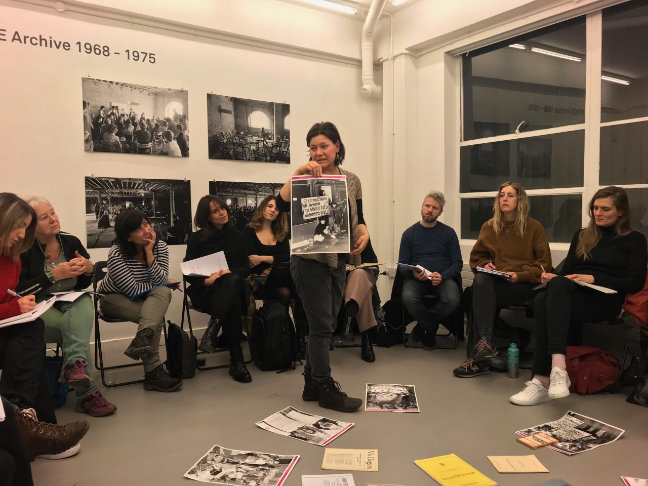 Participant sat in a Feminist Duration Reading Group session