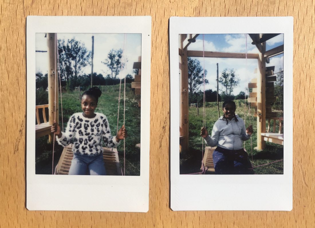 Isha on the swing by Shani (left) and Shani on the swing by Isha (right)