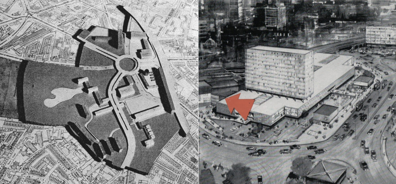 The image on the left is from The Elephant Remade by Mike Althorpe. The image on the right is from Red Barrel (1965 was an original Boissevain and Osmond drawing for the Willets Group (architect and developer of the original E&C shopping centre).