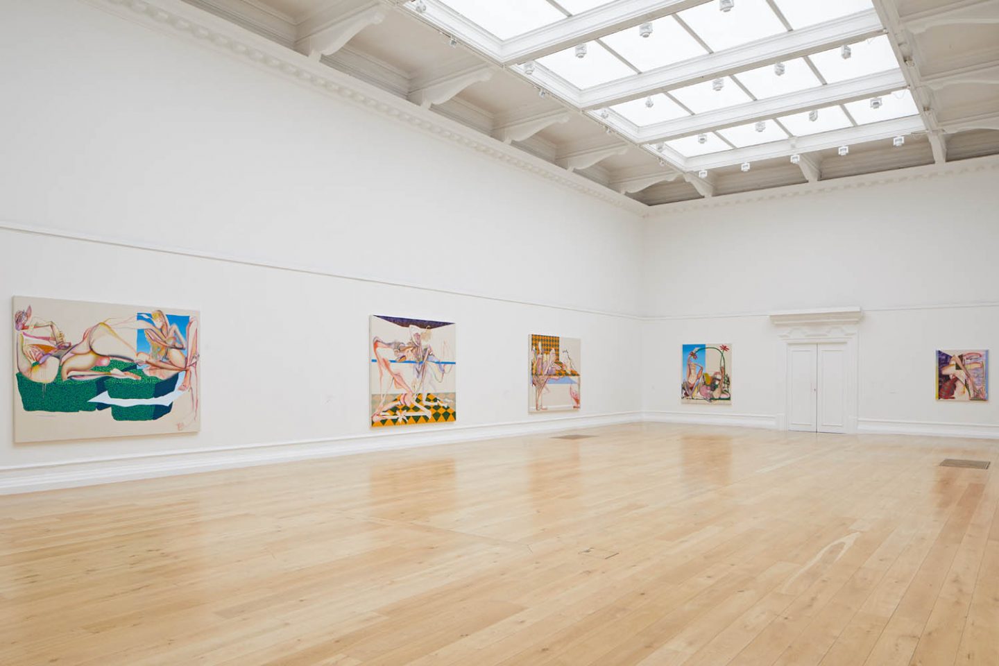 Installation view of Christina Quarles: In Likeness, 2021. Photo: Andy Stagg. Carefully Taut, 2019 courtesy Ovitz Family Collection, Los Angeles.
