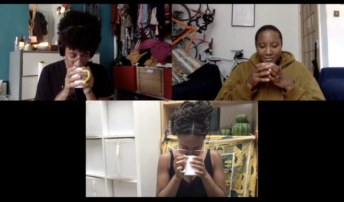 <p>Cherelle, Jessica and Davinia drinking Cacao</p>