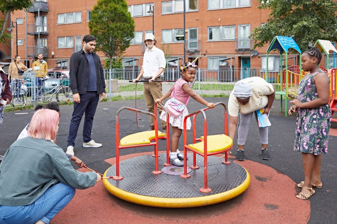 <p>Elmington Stories with John Macedo live from the Elmington Estate. Photo: Andy Stagg</p>
