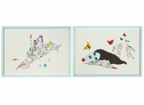 Sophie Cundale edition, the dread of the grey arm (orgy); and the dread of the grey arm (beheaded) framed pair