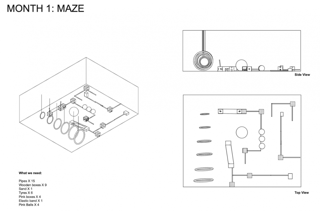 <p>Diagram of the ‘Maze’ components installed in the Clore Studio</p>
