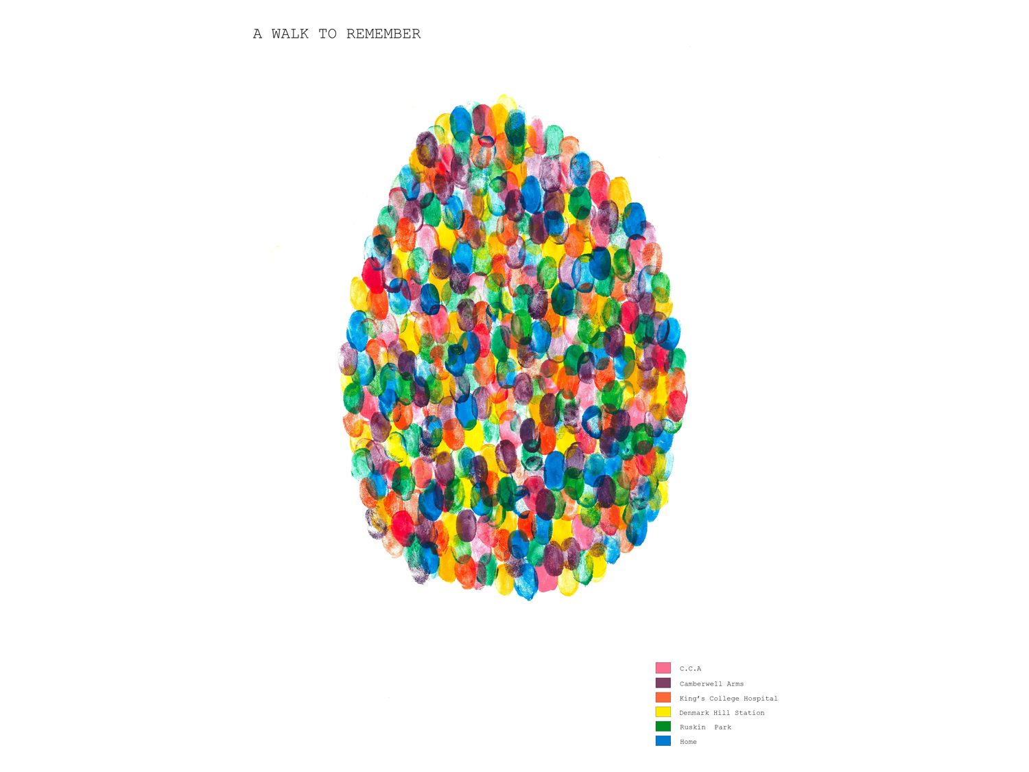 Brightly coloured fingerprints are overlaid to form the shape of a fingerprint