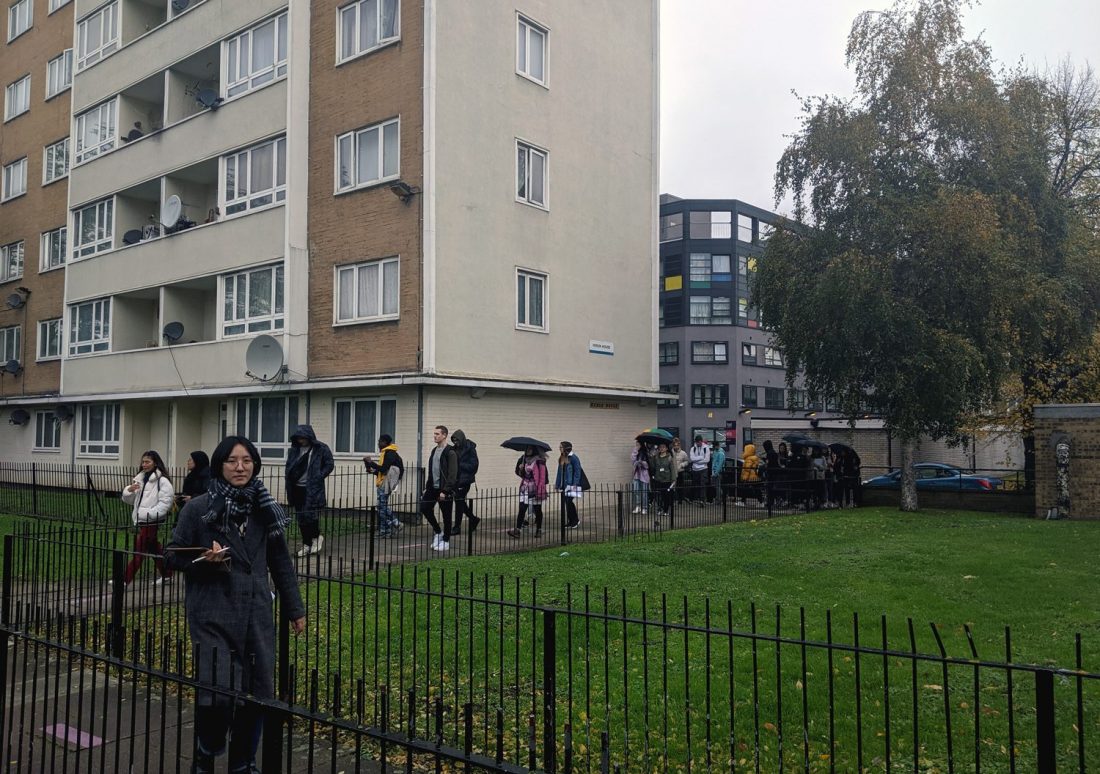 <p>Students on a walk as part of the project. Photo: Laura Wilson</p>
