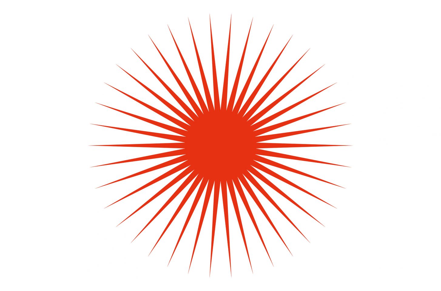 Image of an iconographic red sun on a white background.