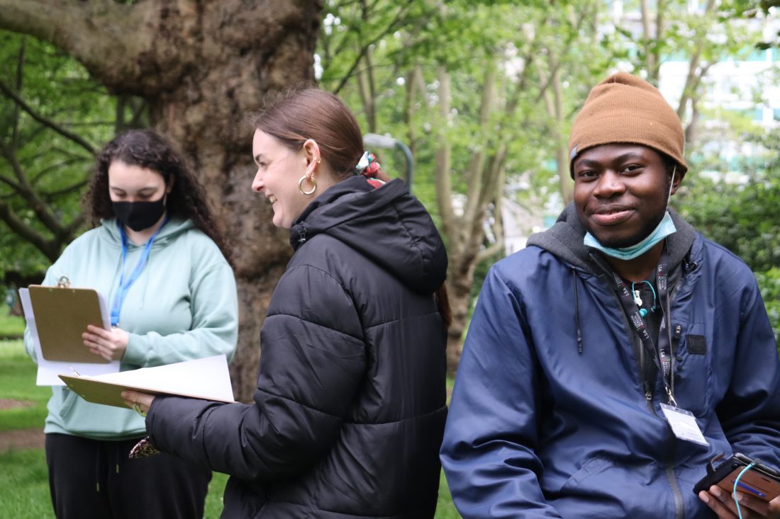 <p>Art Assassins working on their poems with Cecilia Knapp</p>