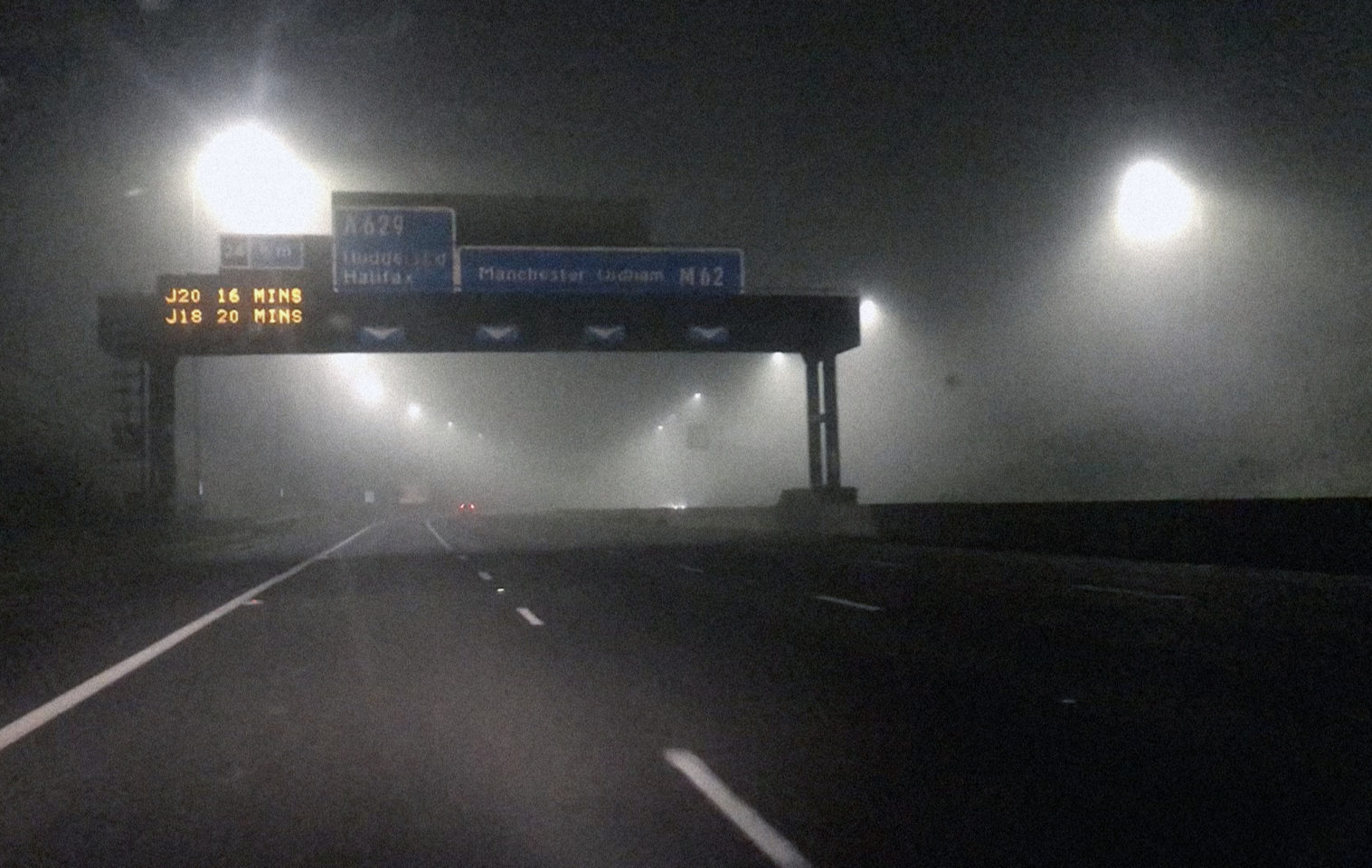 Photo of a motorway at night.