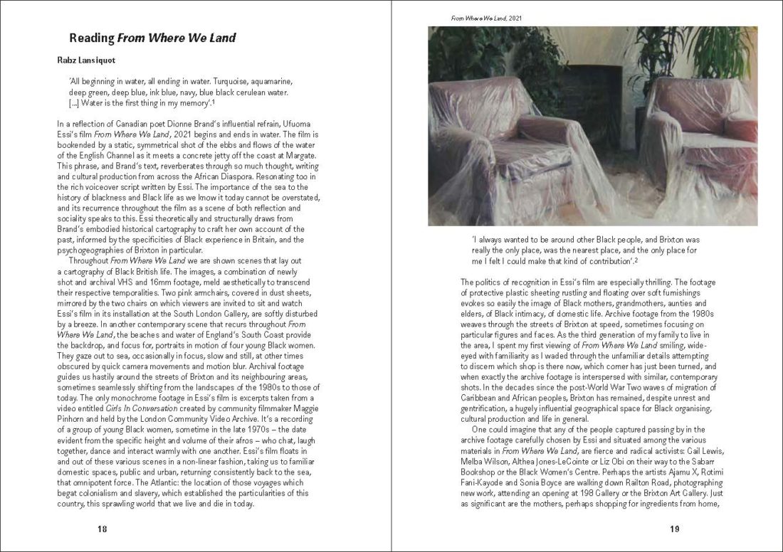 Image showing inner pages of Ufuoma Essi's book From Where We Land..