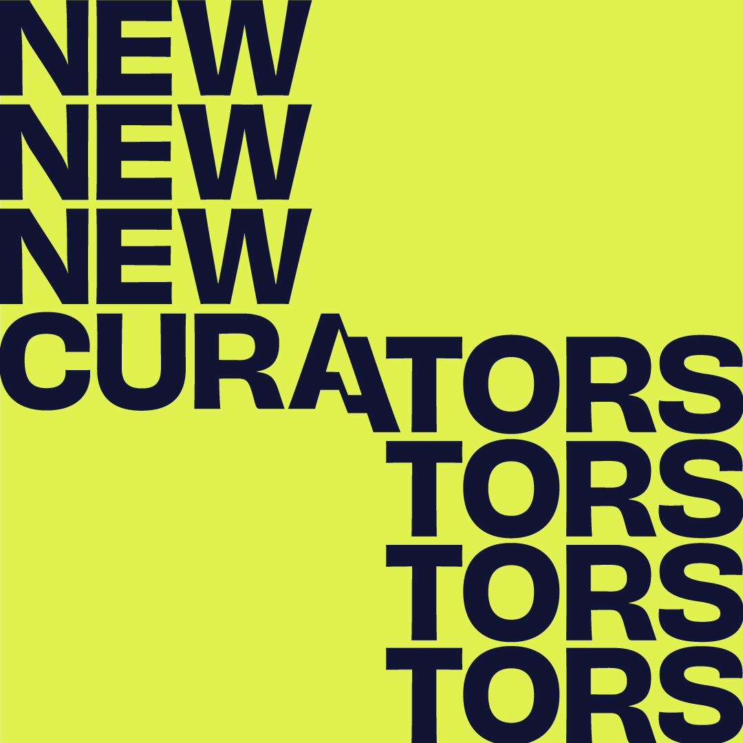 Yellow graphic with New Curators text
