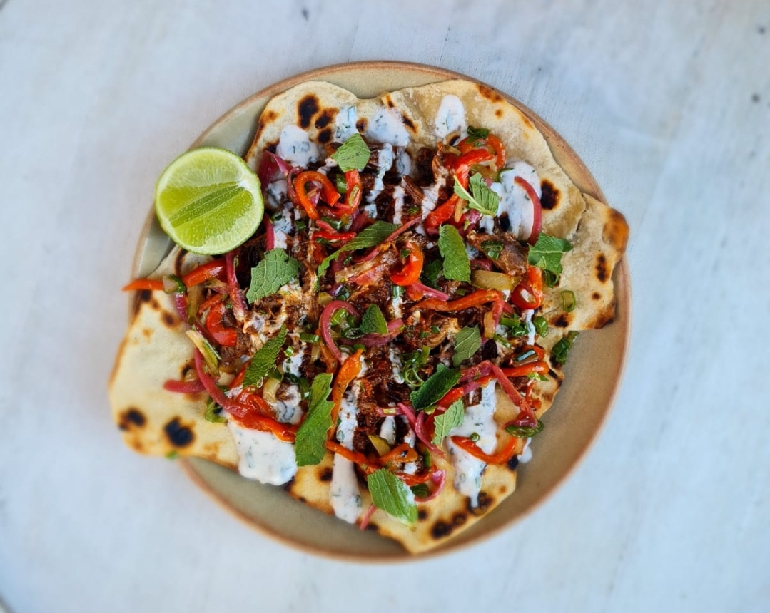 A plate of topped flatbreads