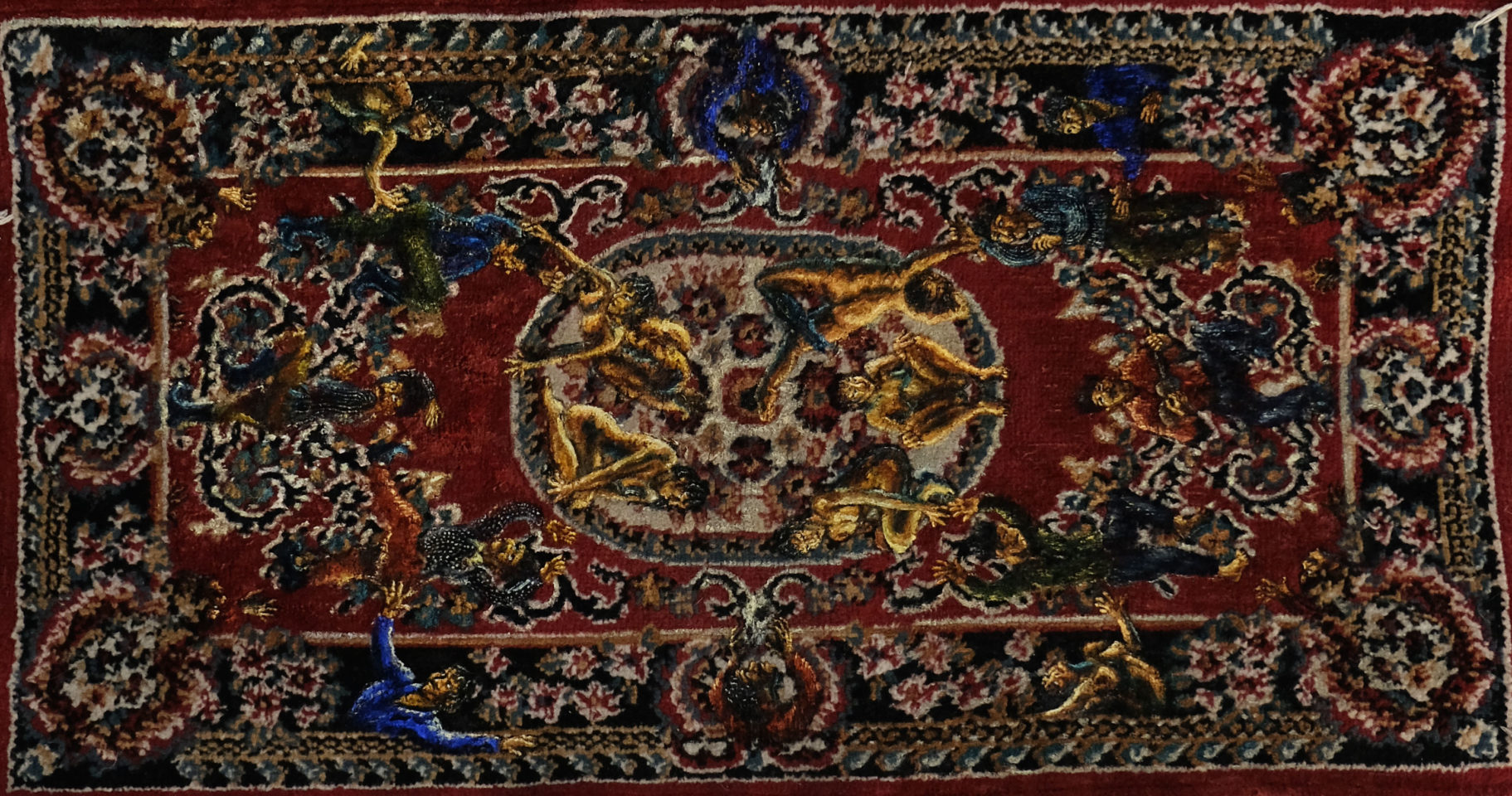 Painting of a carpet with figures on it