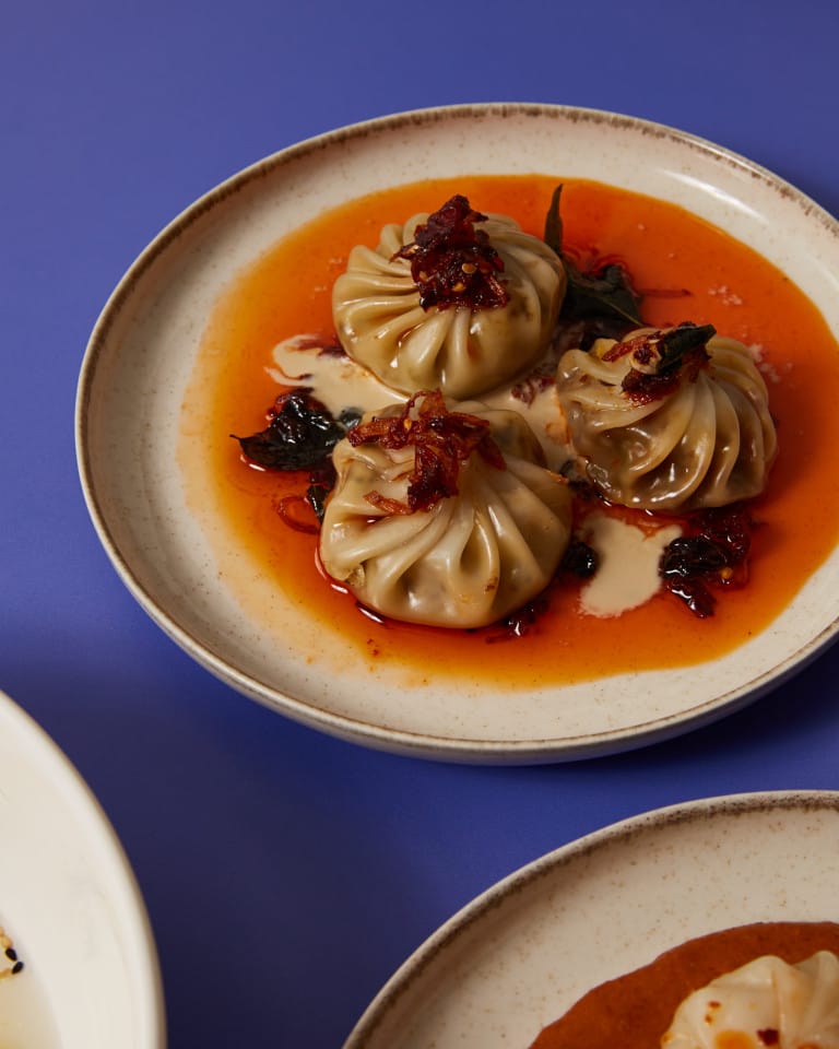 A plate with dumplings on it