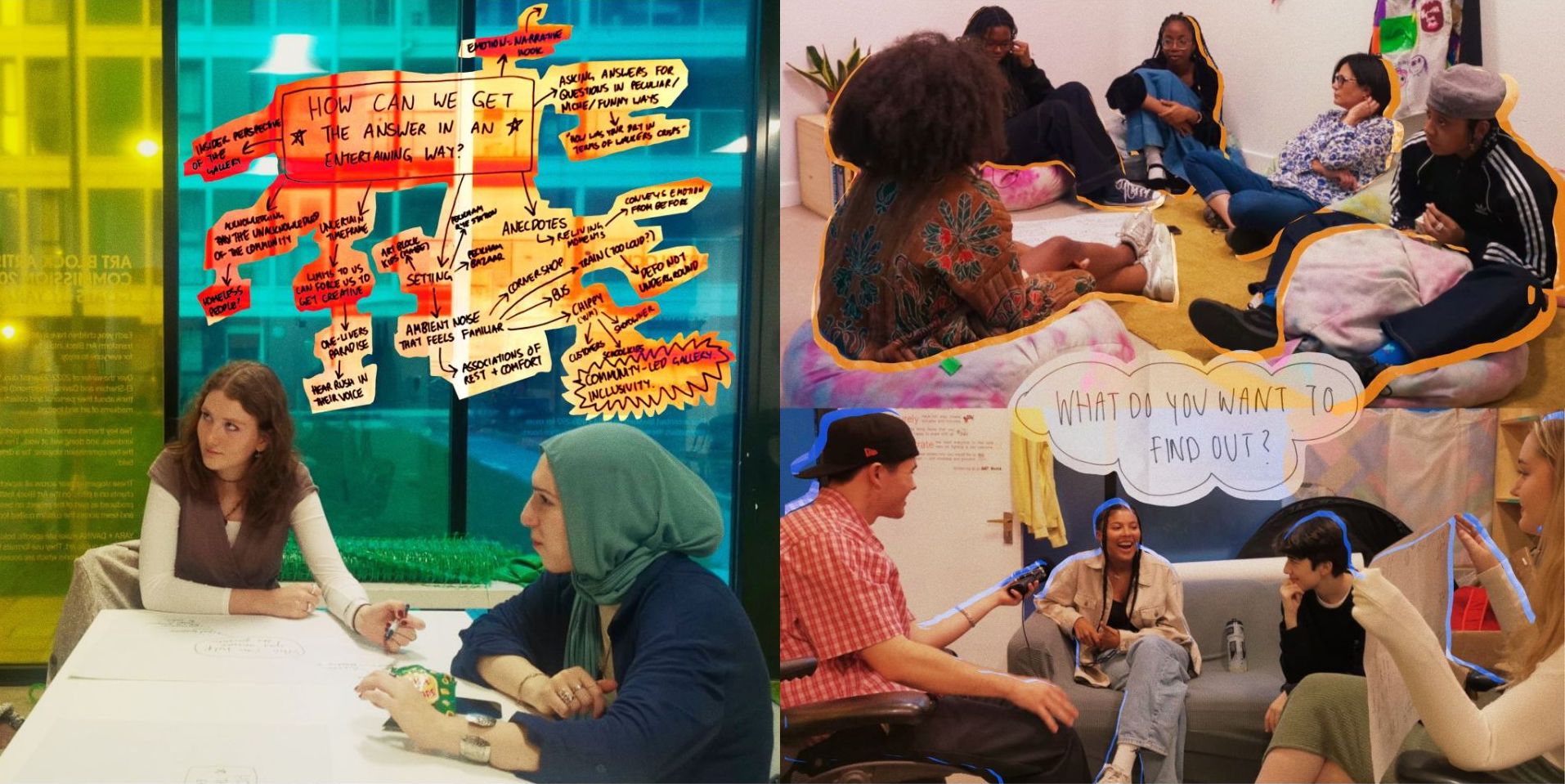 Collaged images of young people working together