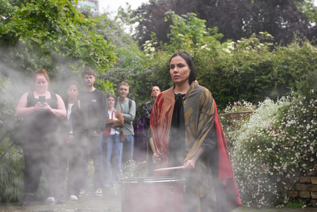 <p>Laima Leyton, performance in the Orozco Garden, 2024. Image: Louisa Rechenbach</p>
